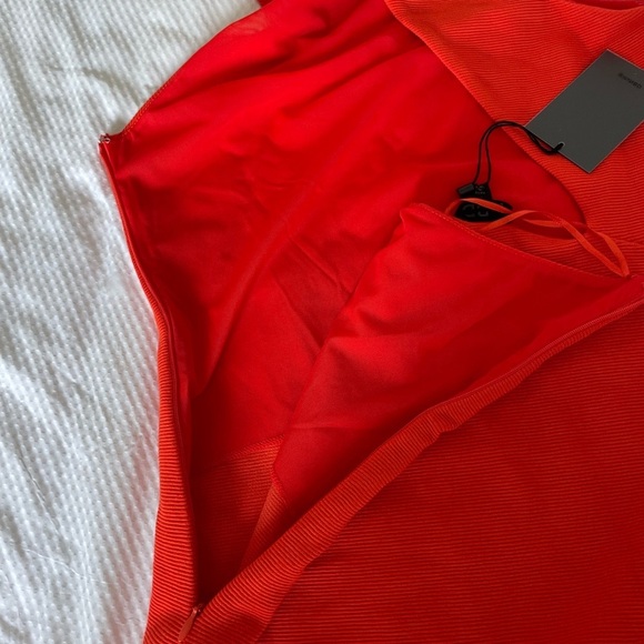 NBD Red Orange One-Shoulder Bodycon Dress Night Out - Picture 8 of 11